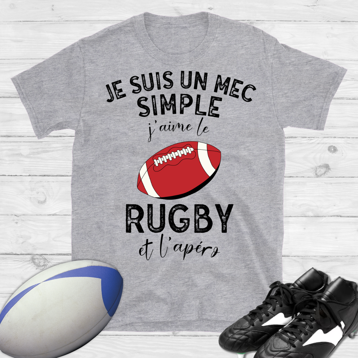 Je suis un mec simple j'aime le rugby et l'apéro T-shirt